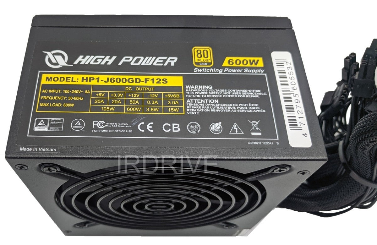 High Power HP1-J600GD-F12S is a 600 Watts 80+GOLD